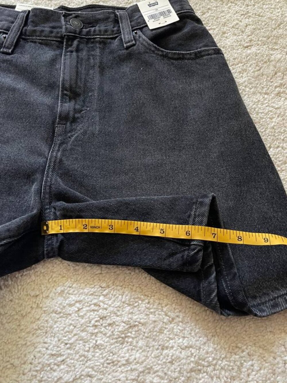 NWT Premium Levi's High Rise Baggy Shorts Black Wash Size 25 - Picture 9 of 11